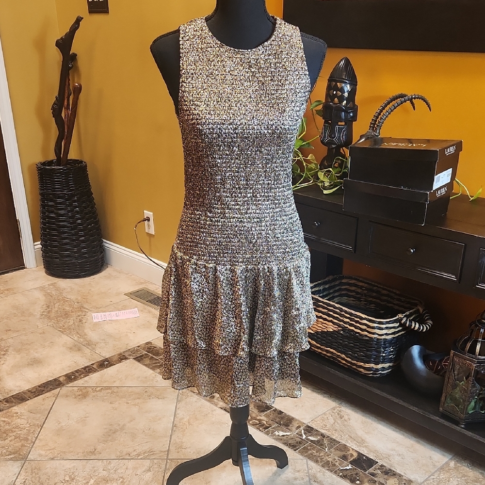 Michael Kors Black and White High Low Dress